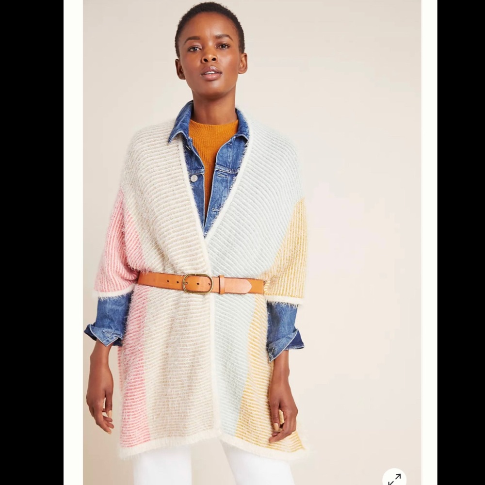 Anthropologie Akemi and Kin eyelash Rainbow kimono